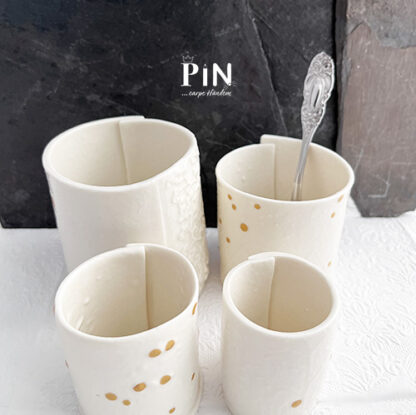 goldener punkt becher set mit vase porzellan coni-pin