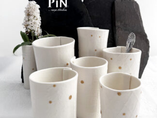 goldener punkt becher set mit vase porzellan coni-pin