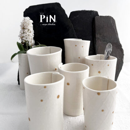 goldener punkt becher set mit vase porzellan coni-pin