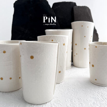 goldener punkt becher set mit vase porzellan coni-pin