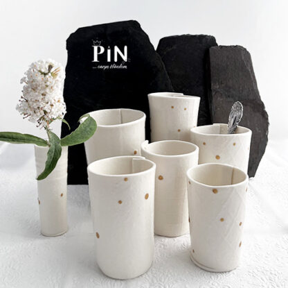 goldener punkt set 7 becher mit vase porzellan coni-pin